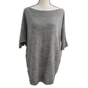 Moda Women’s Gray Sweater M Made in Italy Oversized Knit Dolman Sleeve Tunic